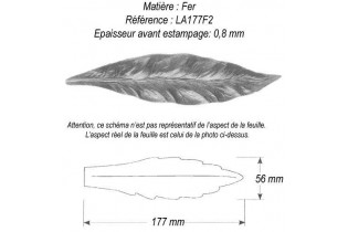 pièce élément ferronnier serrurier Feuille de Laurier 177 x 56 ACIER Ref: GLA177F2