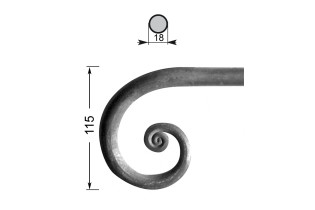 Crosse de main courante H.115 mm Ø18 mm Rond 18 - Ref C18L