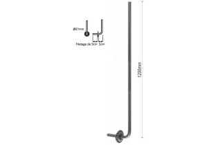 Balustre COUDE Longueur 1200 Section 16 ACIER FER FORGE Ref: RL16CS