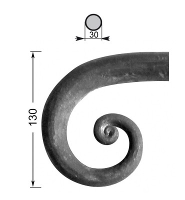 Crosse de main courante H.120 mm Ø30 mm Rond 30 - Ref C30L