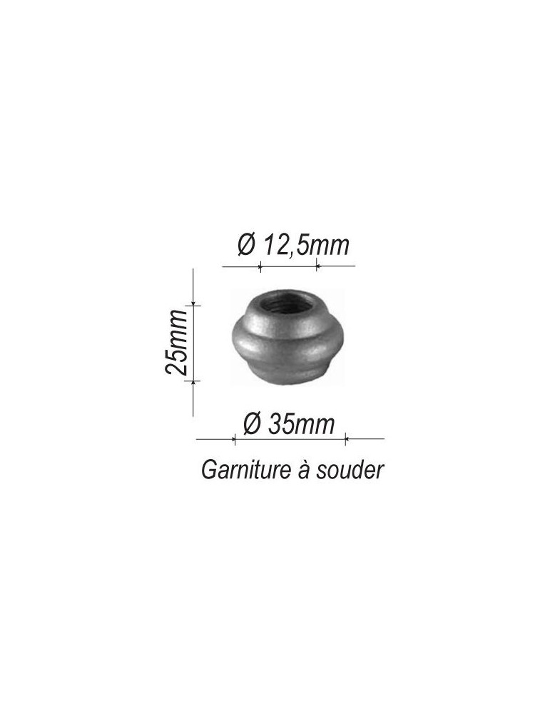 Garniture RONDE Diamètre 35 Hauteur 25 Passage 12 ACIER Ref: G11-12