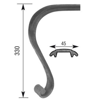 Crosse de départ roulée 330 Section 45x11 ACIER FER FORGE Ref: S45