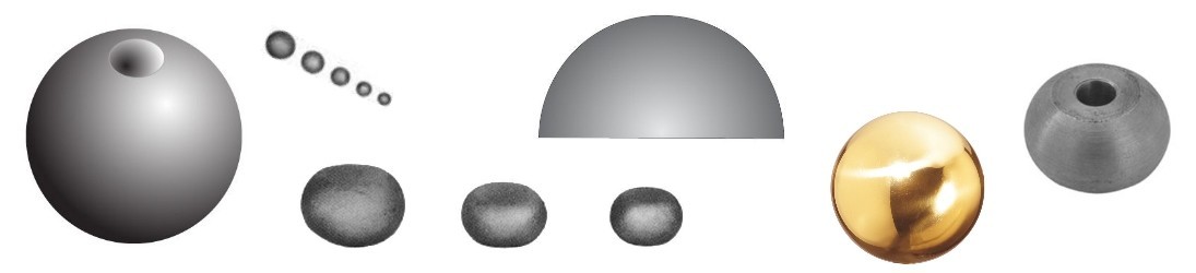Boules, demi boule, sphère, méplate en acier fer forgé ou laiton